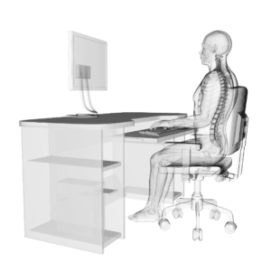 Skeleton sitting at an office desk